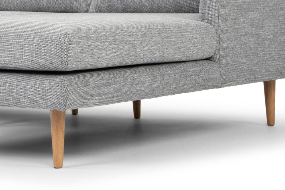 Denmark 3 Seater Right Chaise Fabric Sofa - Graphite Grey with Natural Legs - Image 7