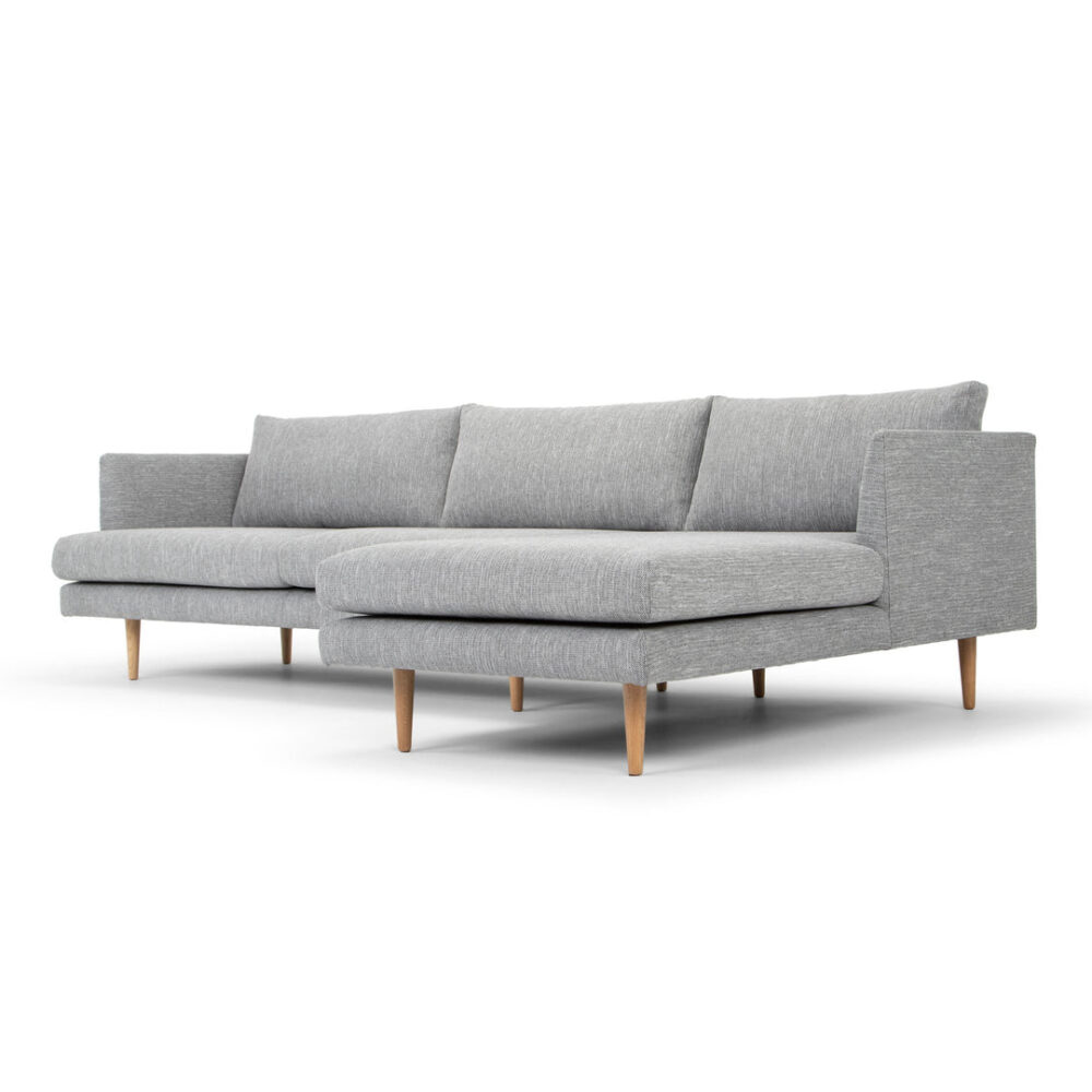 Denmark 3 Seater Right Chaise Fabric Sofa - Graphite Grey with Natural Legs - Image 3