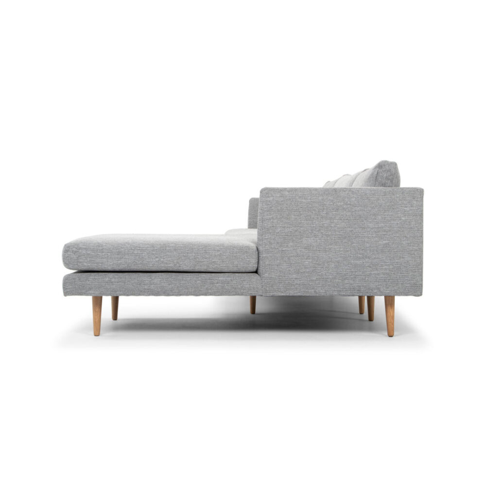 Denmark 3 Seater Right Chaise Fabric Sofa - Graphite Grey with Natural Legs - Image 4