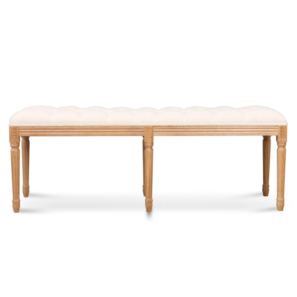 Lenora 1.3m Oak Bench - Light Beige - Image 2
