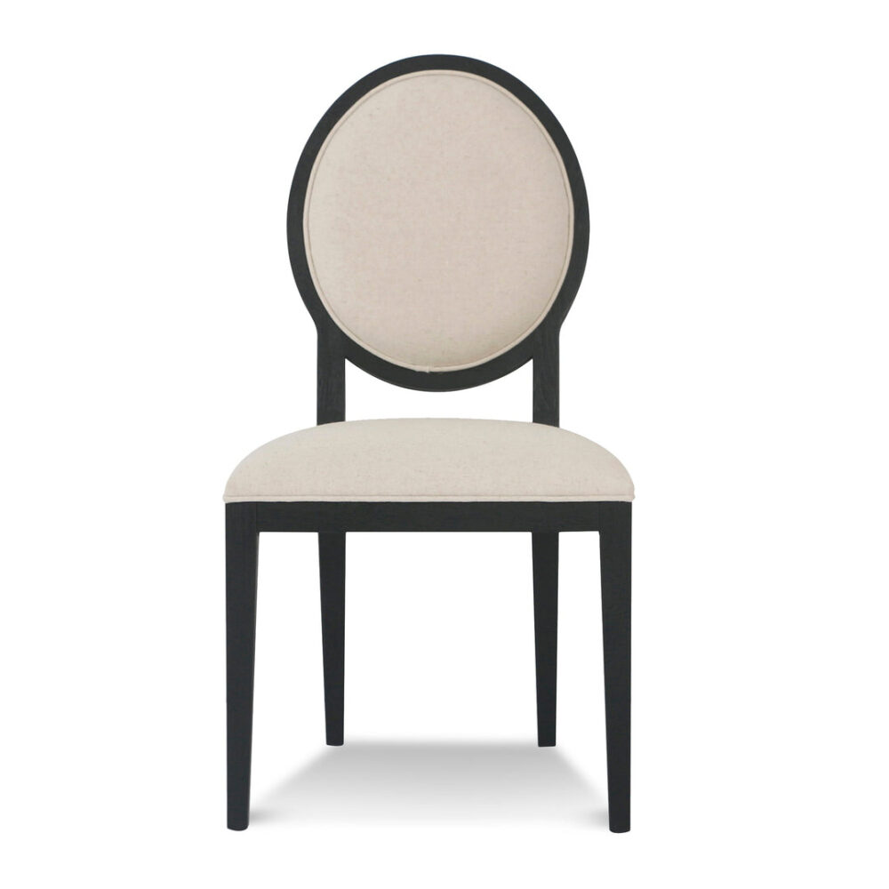 Set of 2 - Lula Light Beige Fabric Dining Chair - Black Frame - Image 3