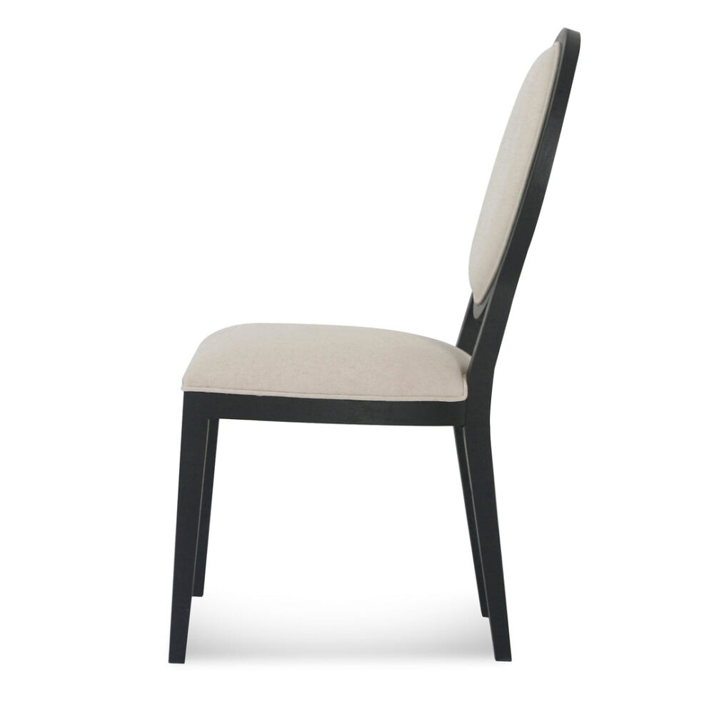 Set of 2 - Lula Light Beige Fabric Dining Chair - Black Frame - Image 4