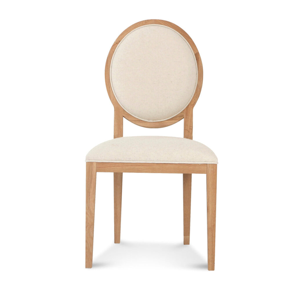Set of 2 - Lula Light Beige Fabric Dining Chair - Natural Frame - Image 5