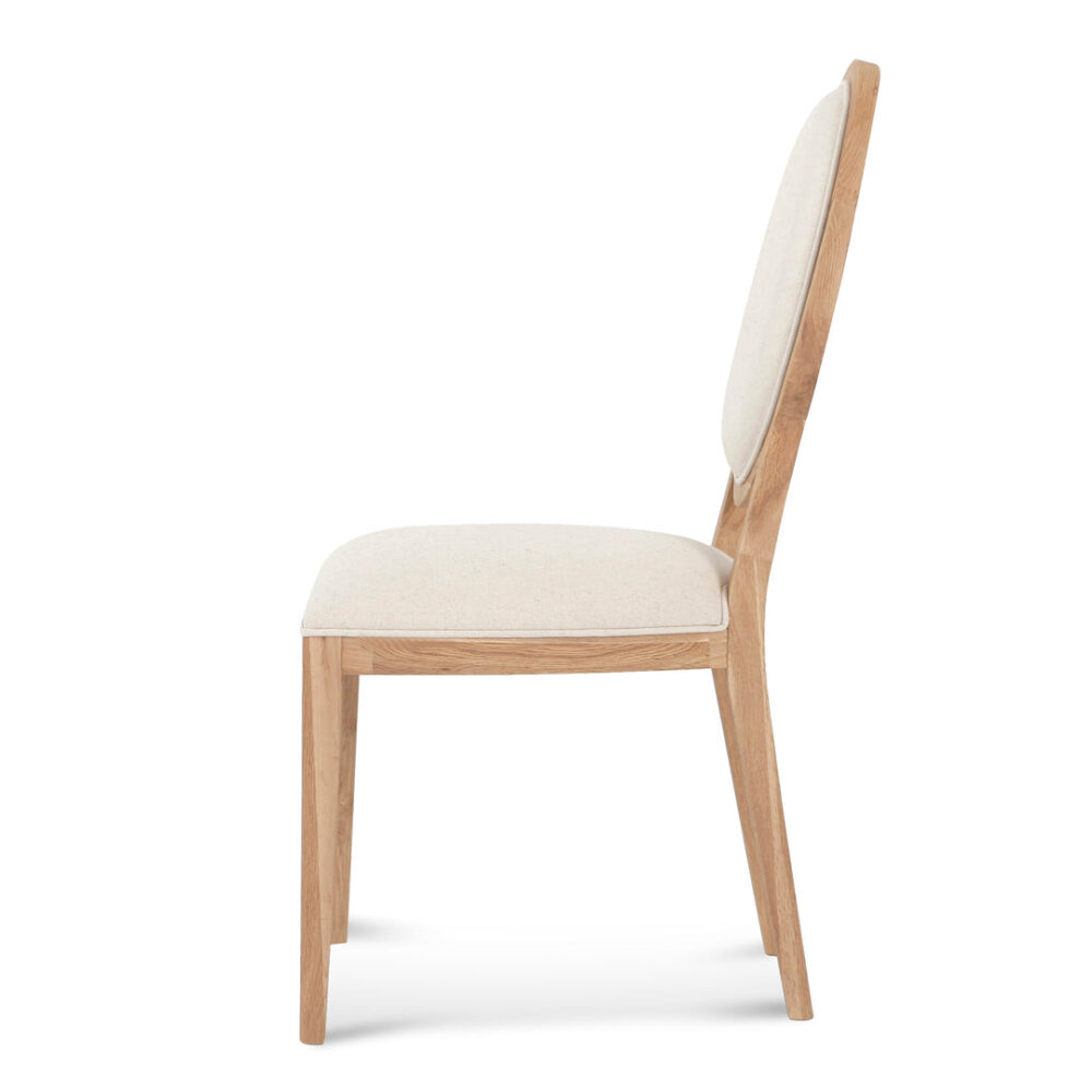 Set of 2 - Lula Light Beige Fabric Dining Chair - Natural Frame - Image 6