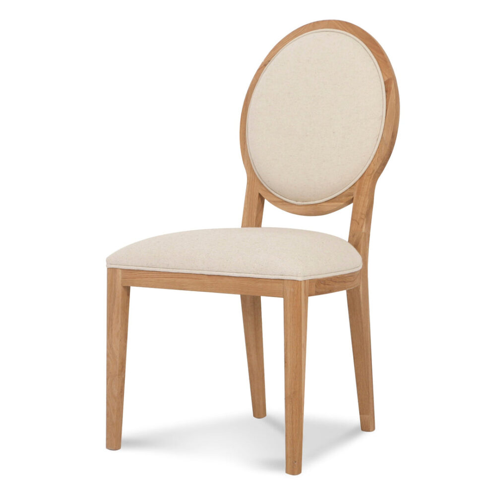 Set of 2 - Lula Light Beige Fabric Dining Chair - Natural Frame - Image 2