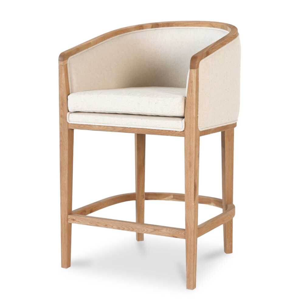 Chaney 65cm Natural Frame Bar Stool - Light Beige