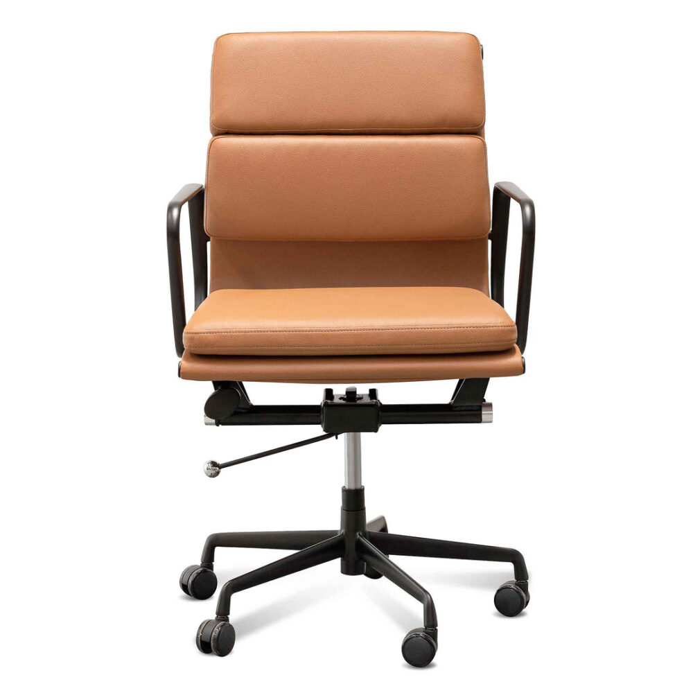 Ashton Low Back Office Chair - Saddle Tan in Black Frame - Image 2