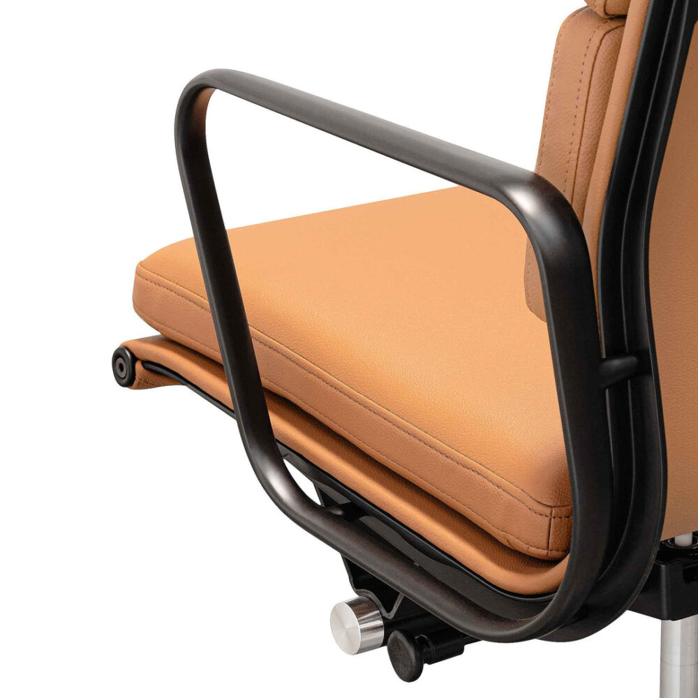 Ashton Low Back Office Chair - Saddle Tan in Black Frame - Image 11