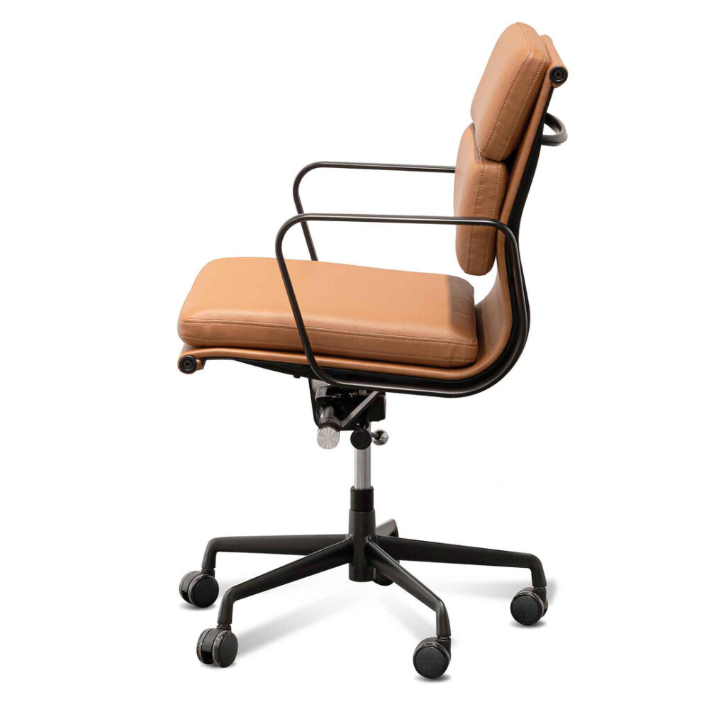 Ashton Low Back Office Chair - Saddle Tan in Black Frame - Image 3
