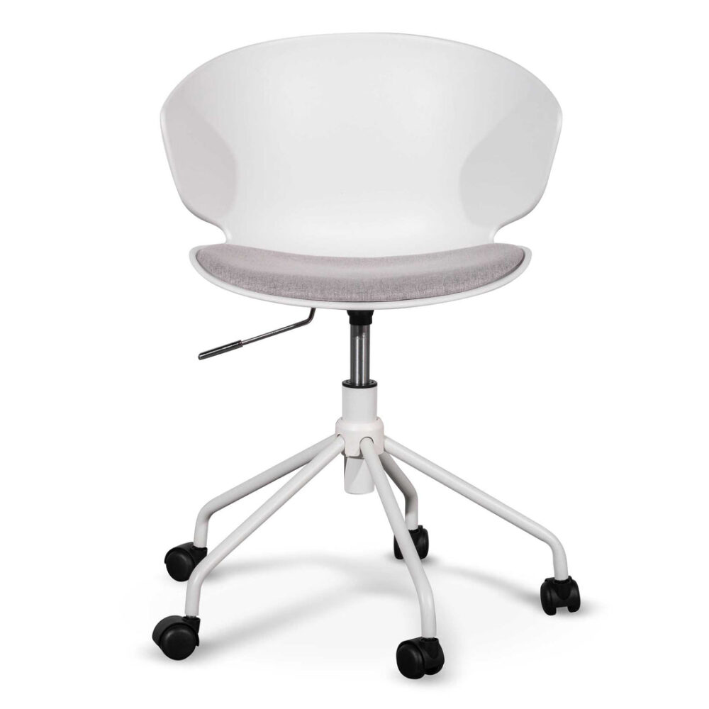 Betrillo White Office Chair - Light Grey Seat - Image 2
