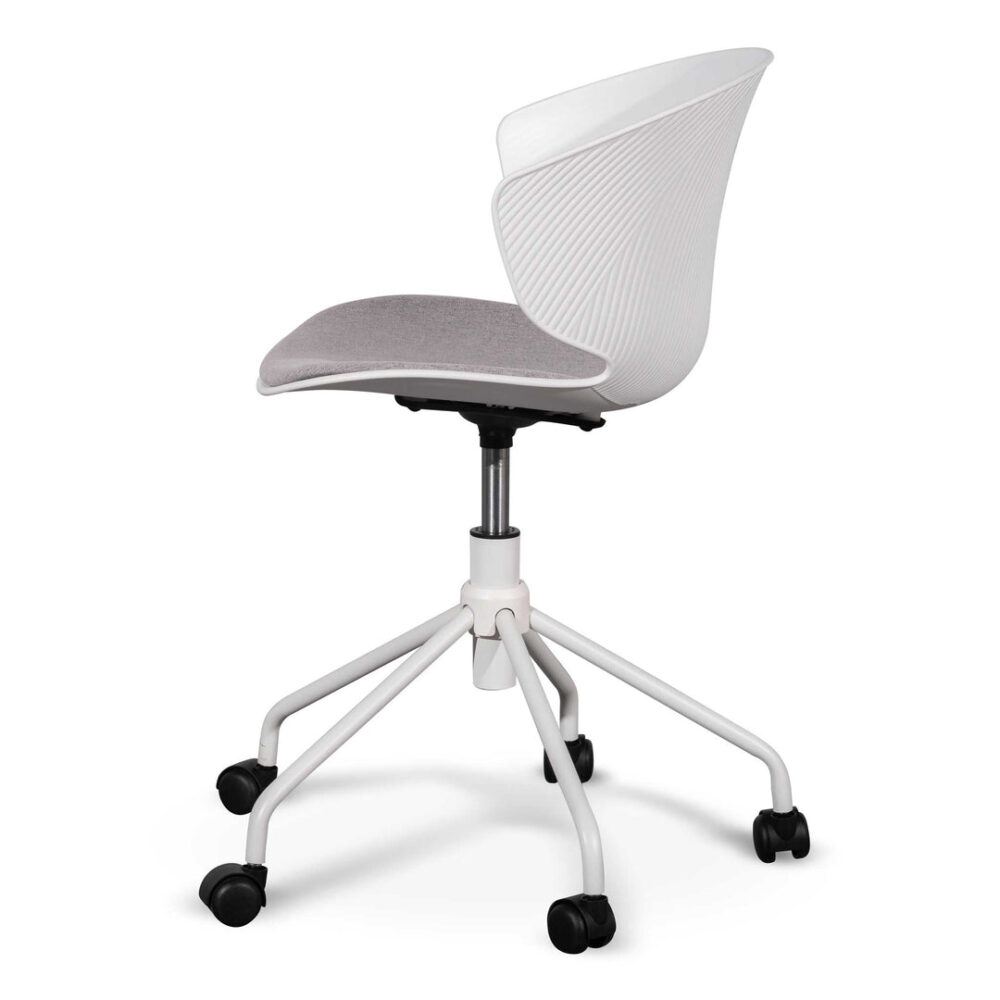 Betrillo White Office Chair - Light Grey Seat - Image 3