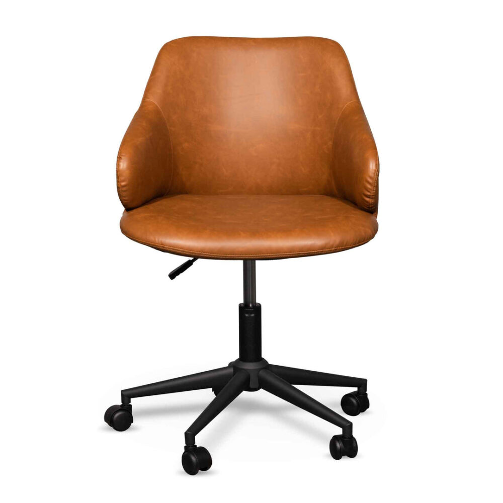 Hester Office Chair - Vintage Tan with Black Base - Image 4