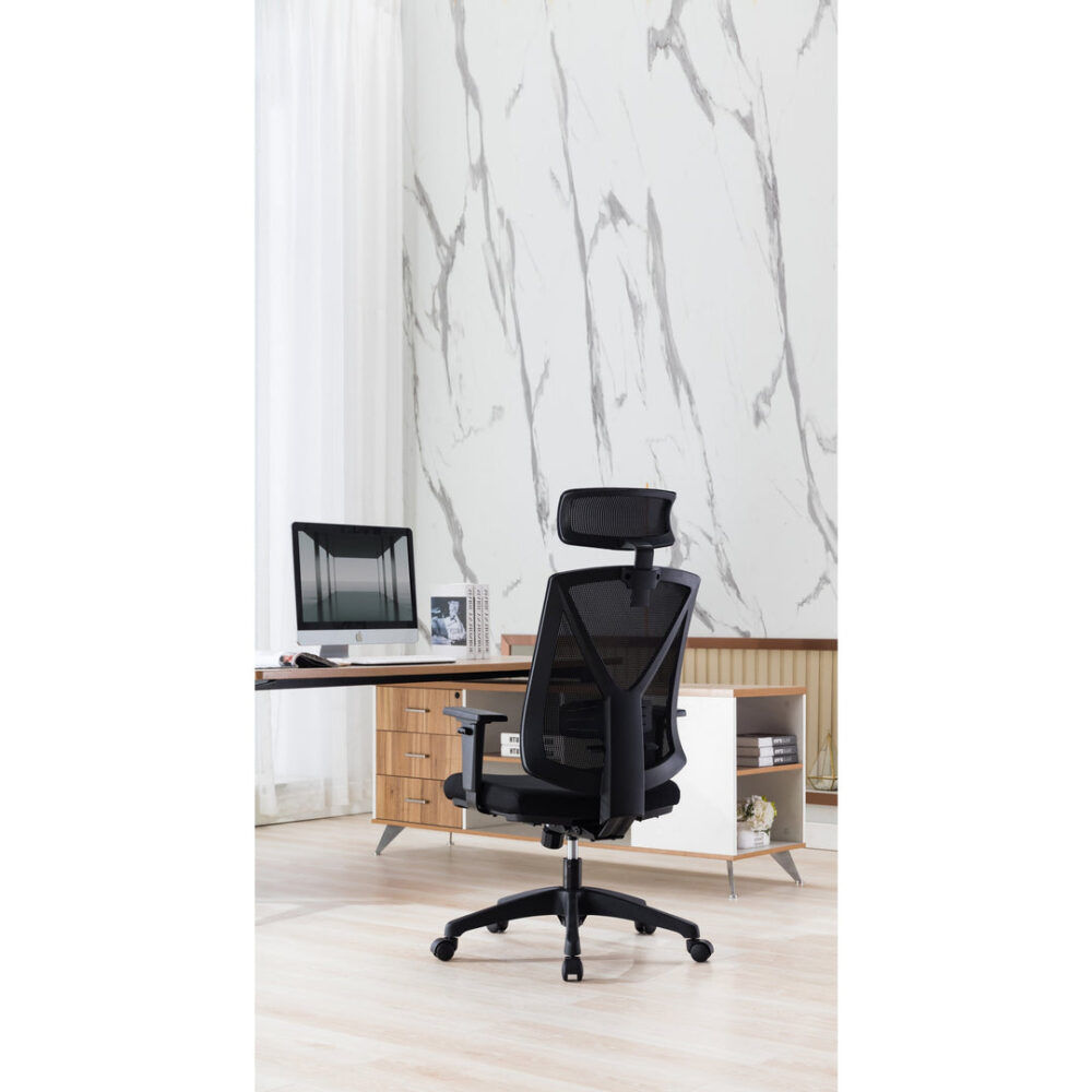 Garrison Mesh Ergonomic Office Chair with Headrest - Black - Image 6