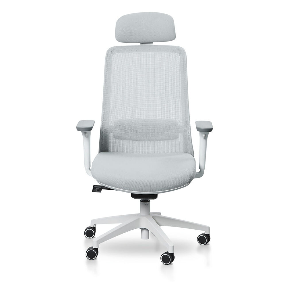 Walther Mesh Office Chair - Cloud Grey with White Base - Image 2