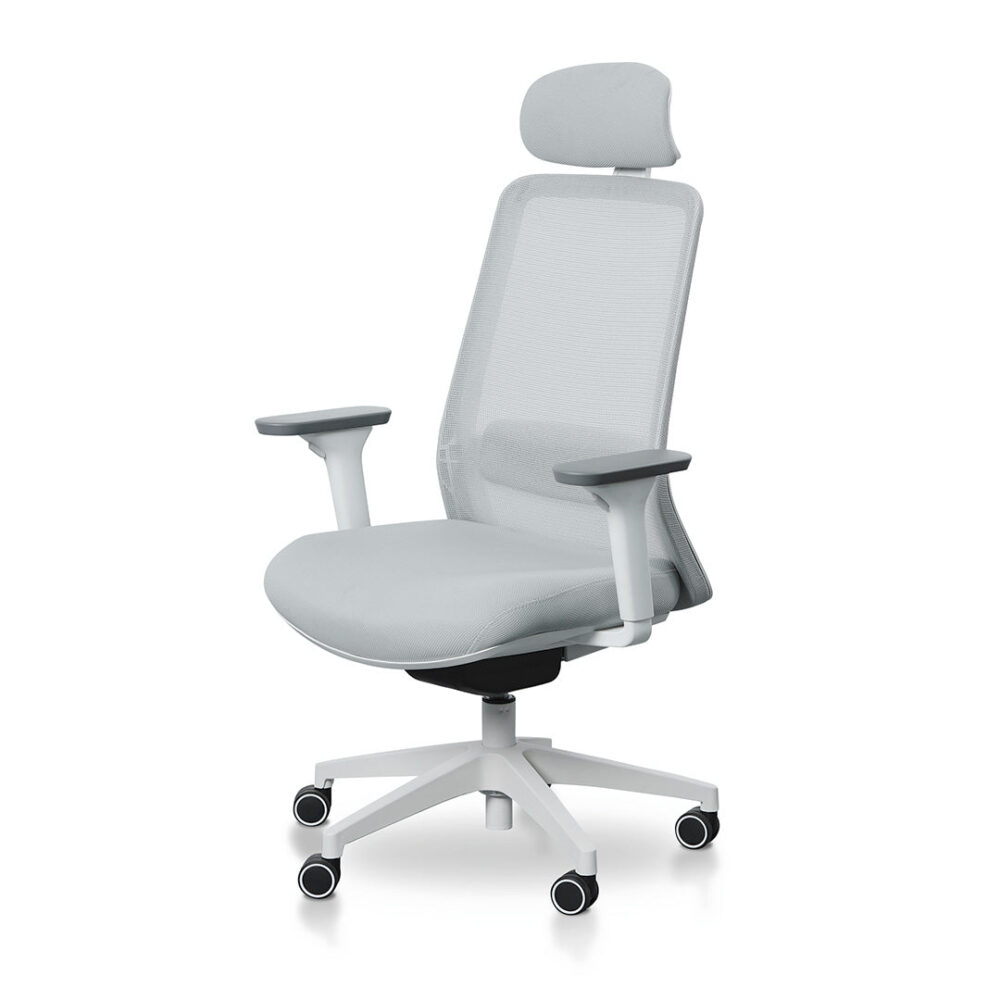 Walther Mesh Office Chair - Cloud Grey with White Base - Image 3