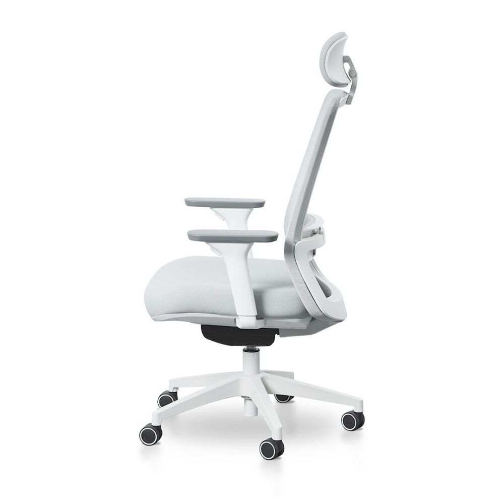 Walther Mesh Office Chair - Cloud Grey with White Base - Image 9