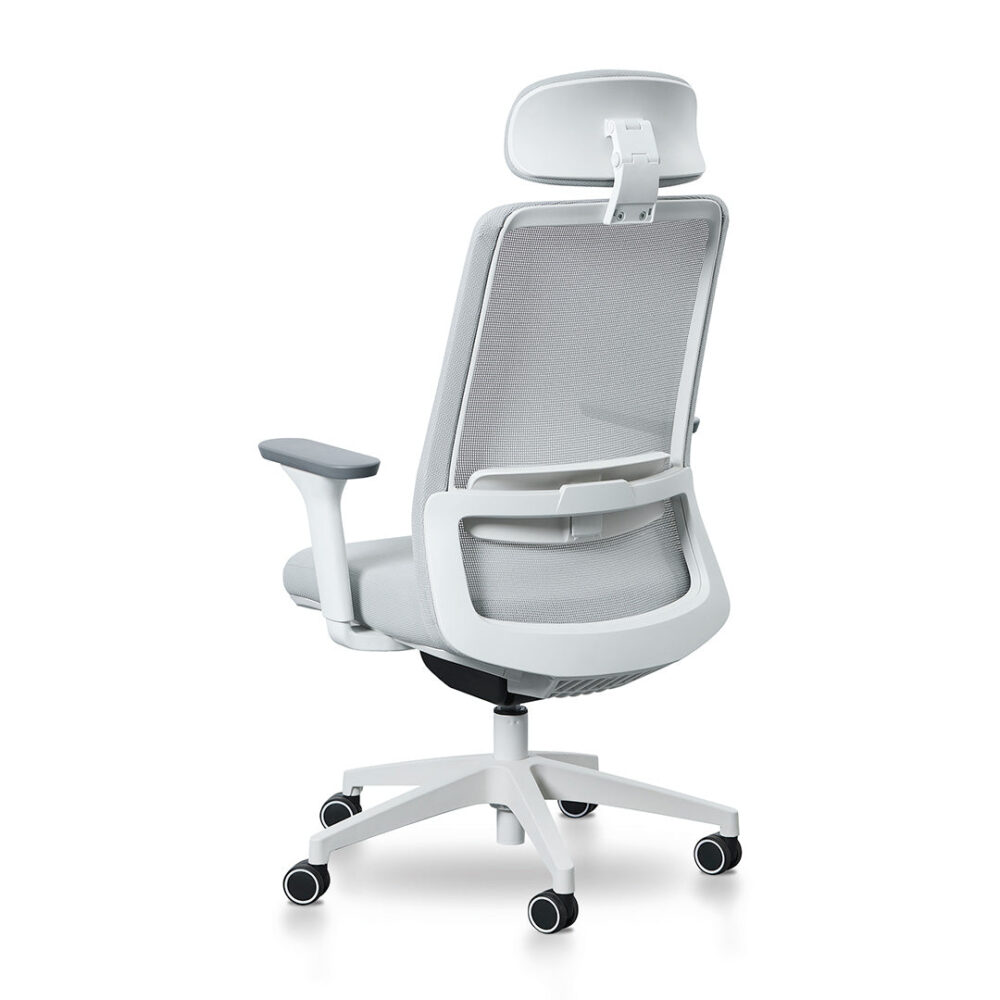 Walther Mesh Office Chair - Cloud Grey with White Base - Image 10