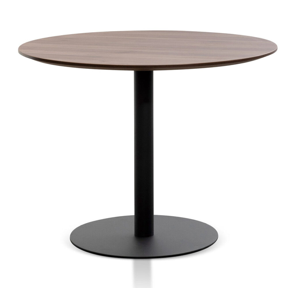 Scope Round Office Meeting Table - Walnut with Black Base