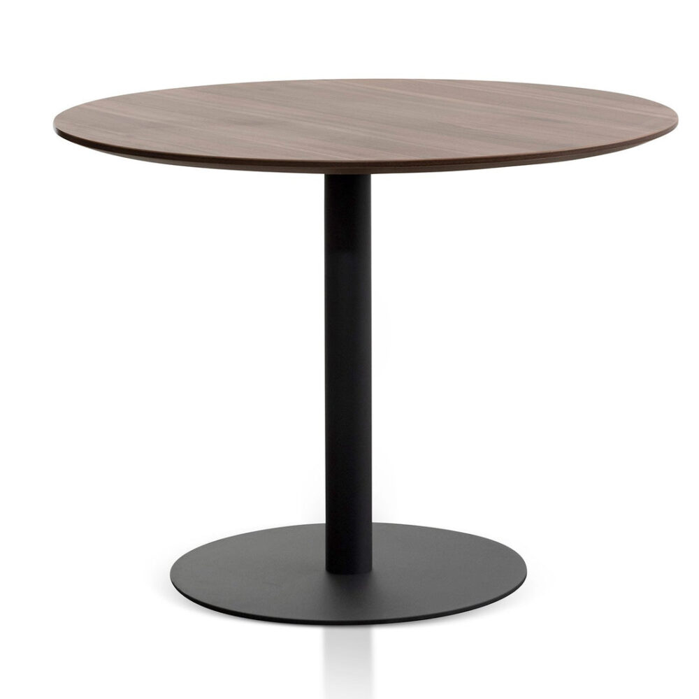 Scope Round Office Meeting Table - Walnut with Black Base - Image 2