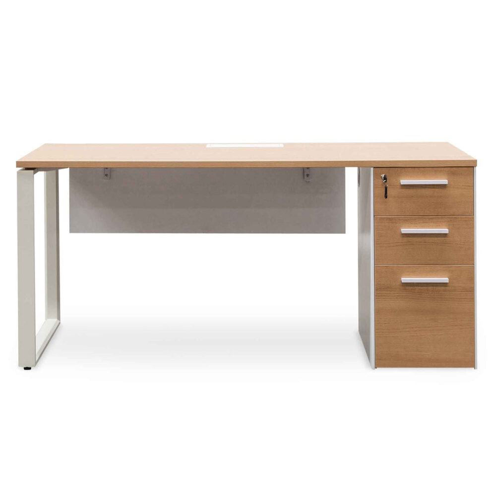Halo 1 Seater Office Desk - Natural and White - Image 2