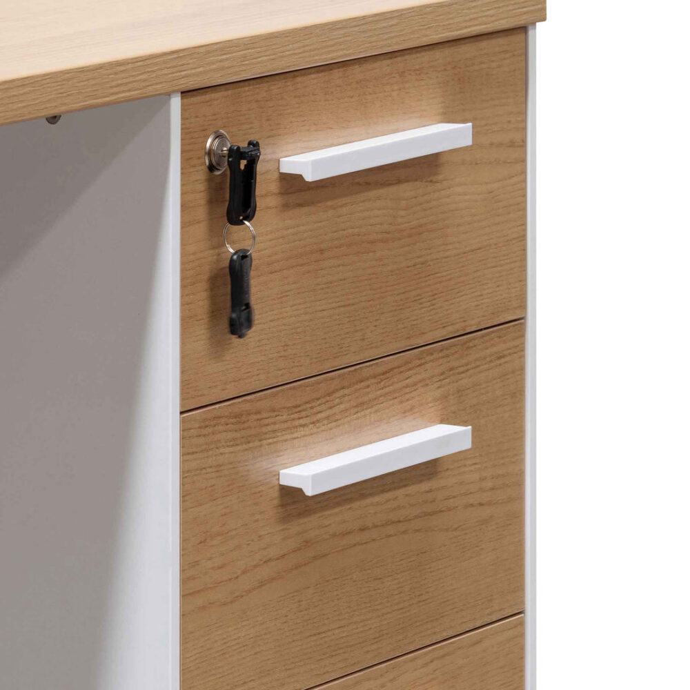 Halo 1 Seater Office Desk - Natural and White - Image 6