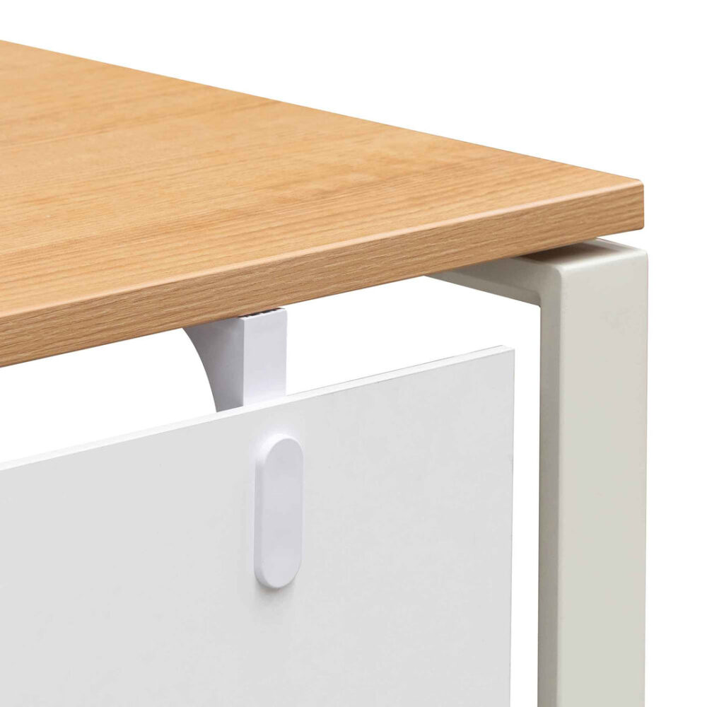 Halo 1 Seater Office Desk - Natural and White - Image 13