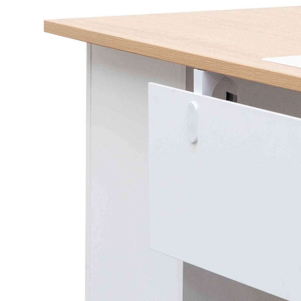 Halo 1 Seater Office Desk - Natural and White - Image 14