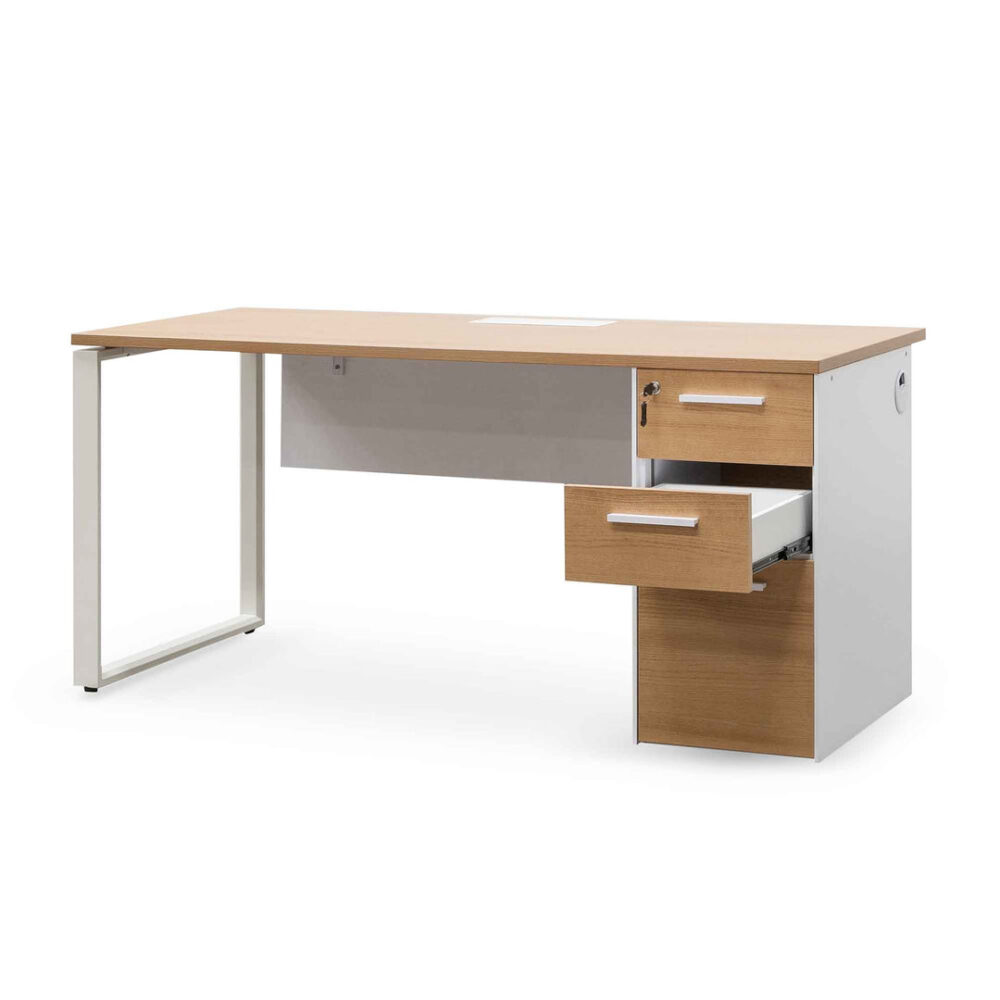 Halo 1 Seater Office Desk - Natural and White - Image 4