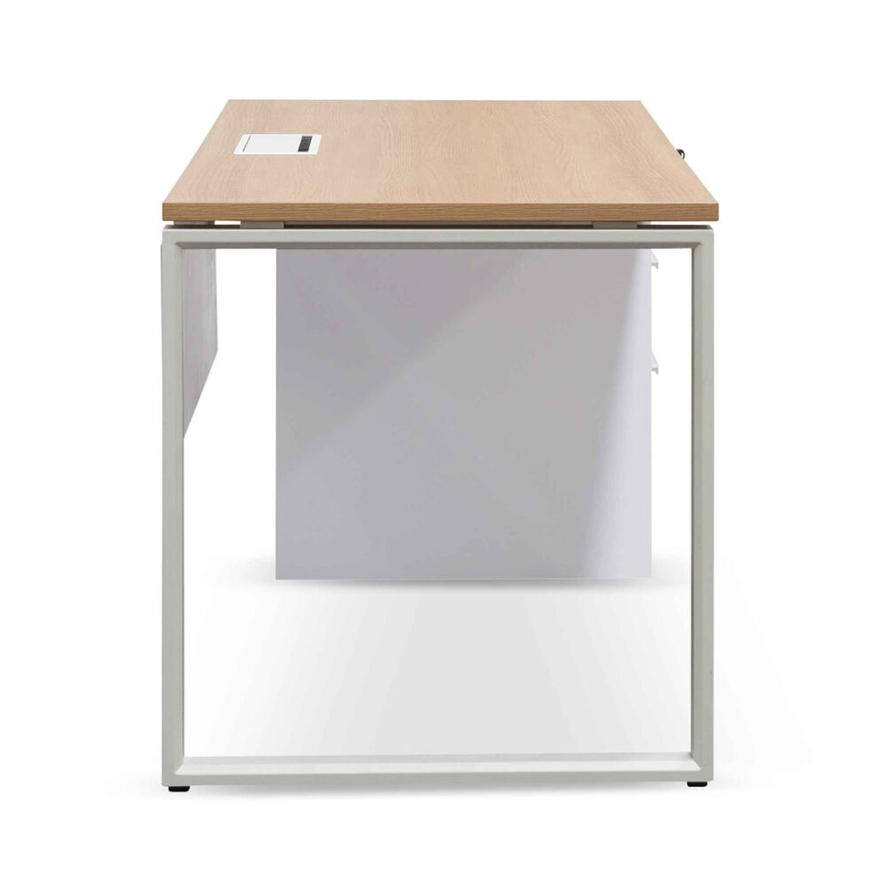 Halo 1 Seater Office Desk - Natural and White - Image 10