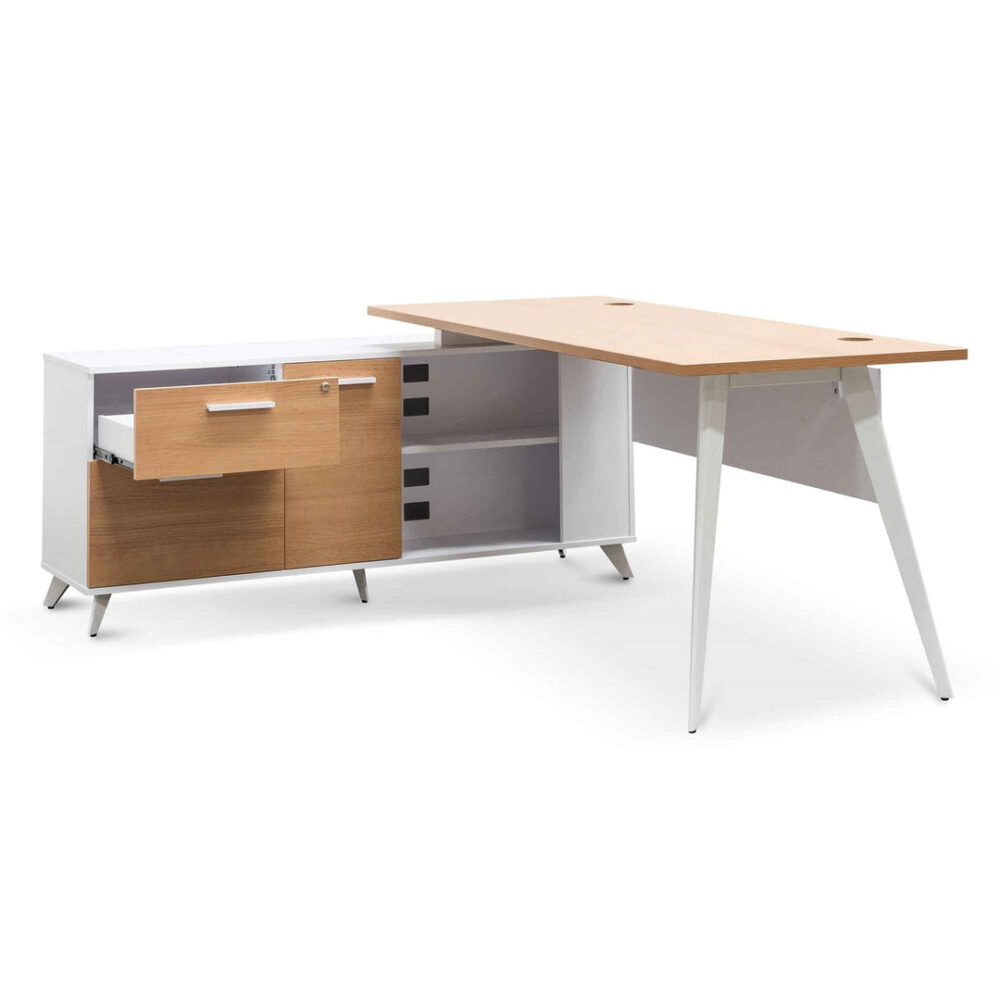 Stylus 160cm Left Return Executive Office Desk - Natural - Image 3