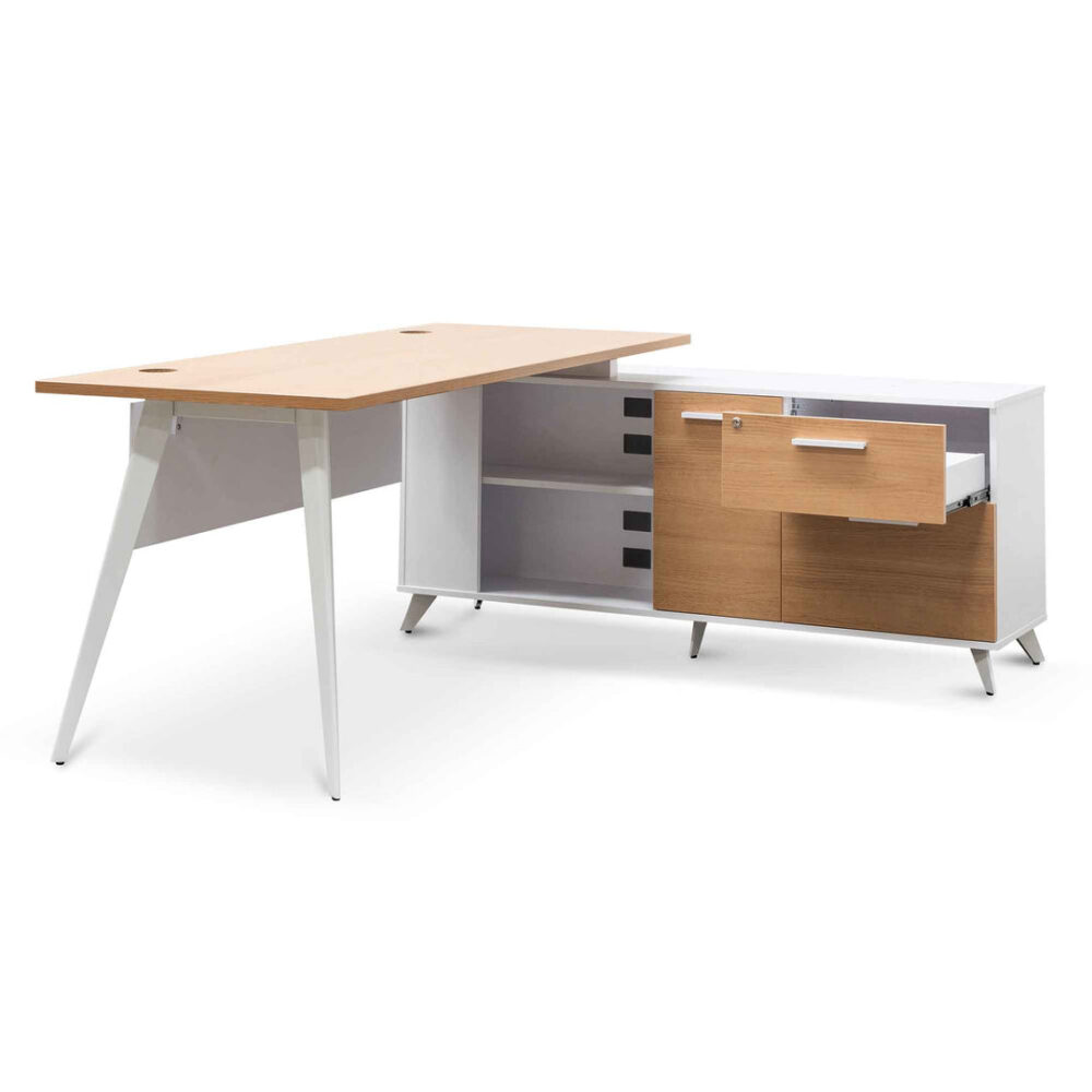 Stylus 160cm Right Return Executive Office Desk - Natural - Image 4
