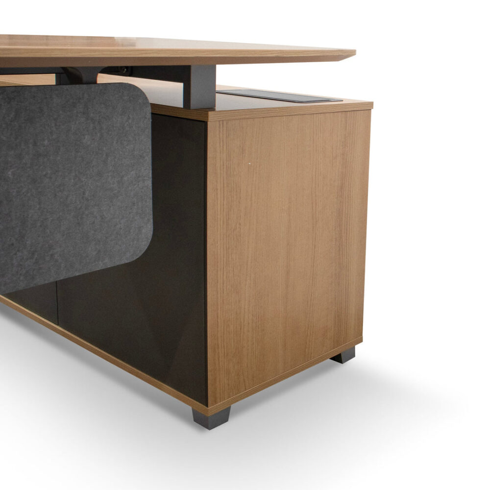 Hubert 2.2m Left Return Grey Office Desk - Natural Top - Image 4