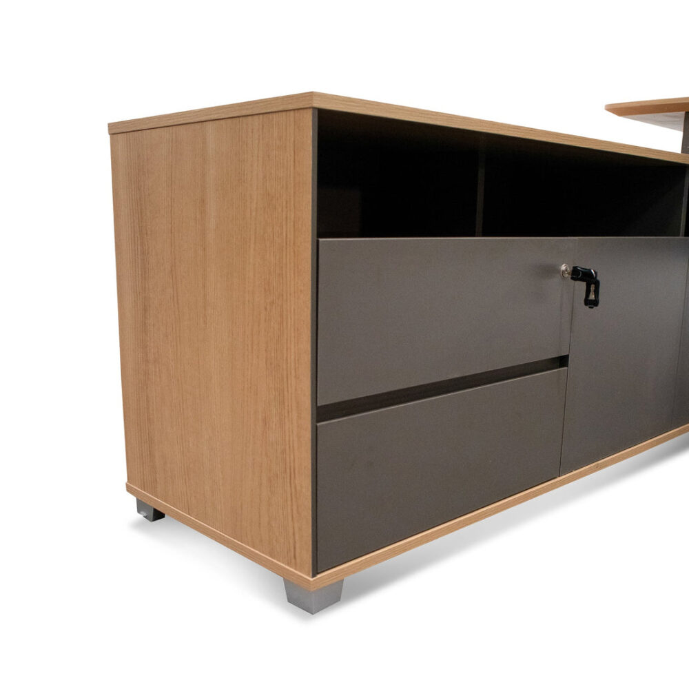 Hubert 2.2m Left Return Grey Office Desk - Natural Top - Image 6