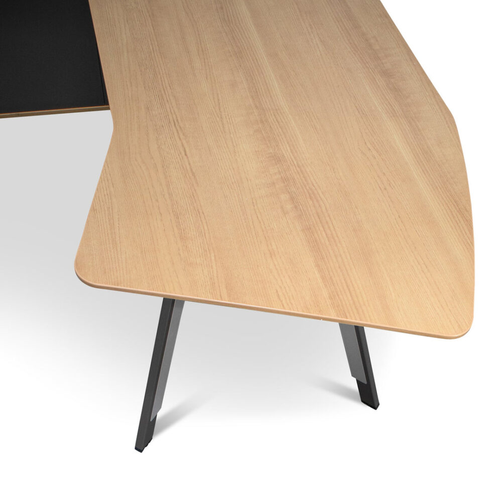Hubert 2.2m Left Return Grey Office Desk - Natural Top - Image 7