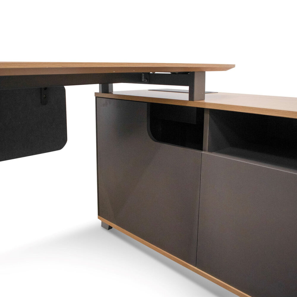 Hubert 2.2m Right Return Grey Office Desk - Natural Top - Image 4