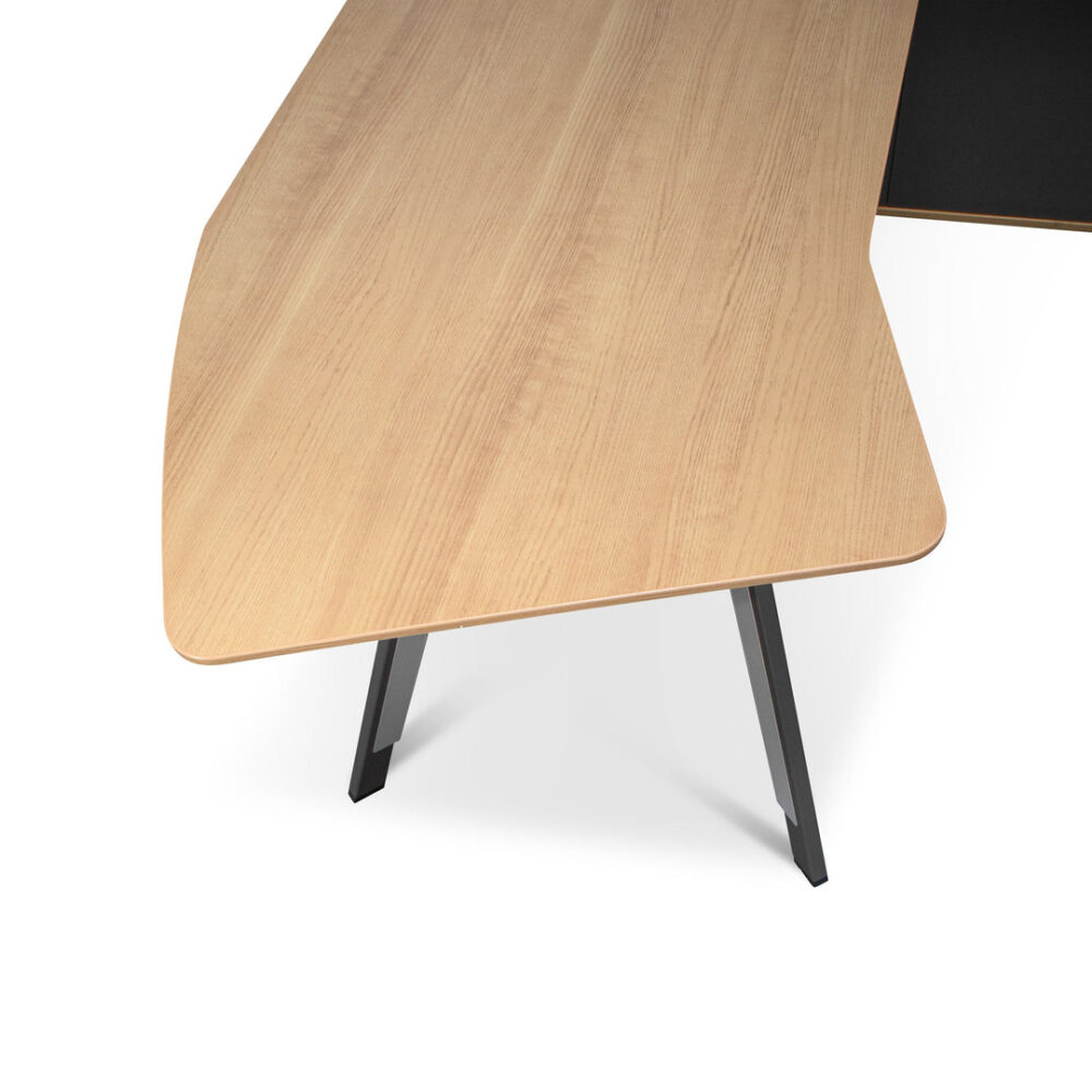 Hubert 2.2m Right Return Grey Office Desk - Natural Top - Image 6