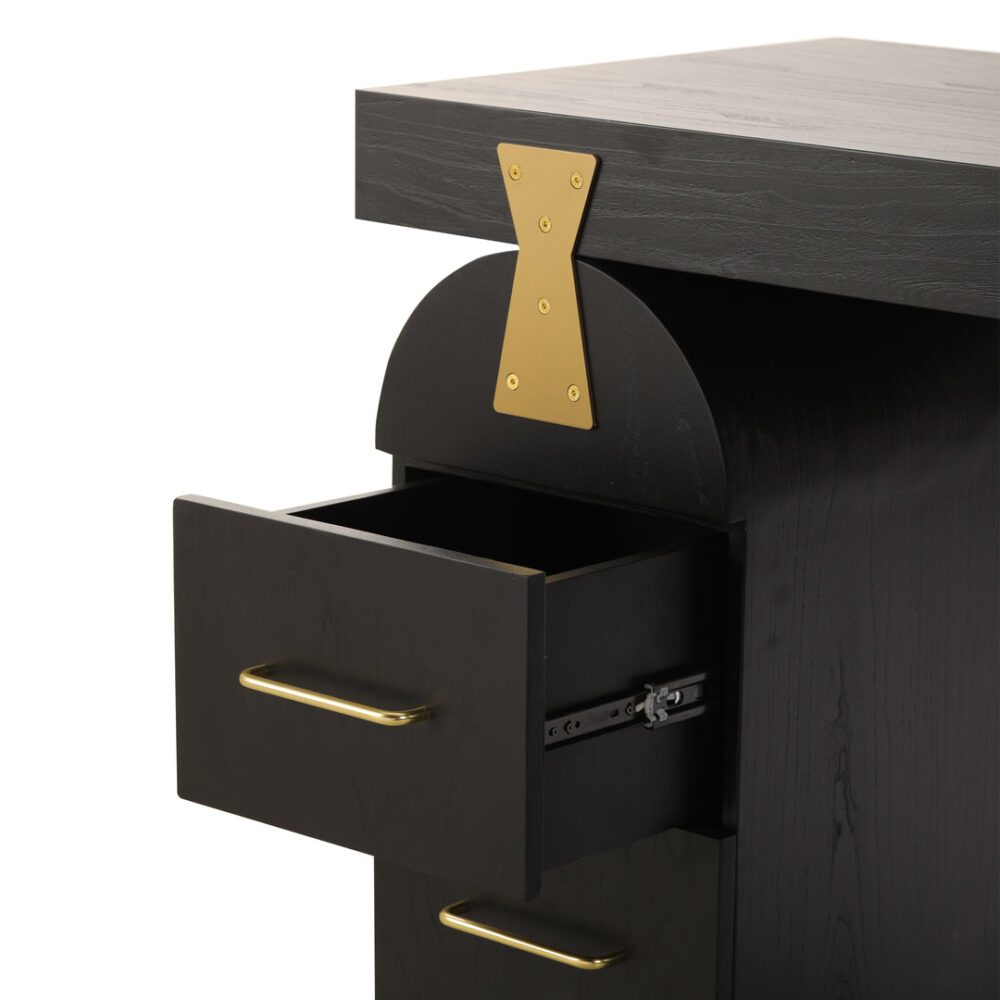 Junon 1.55m New Elm Home Office Desk - Full Black - Image 7