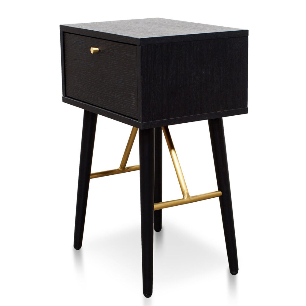 Trent Wooden Bed Side Table - Black - Image 3