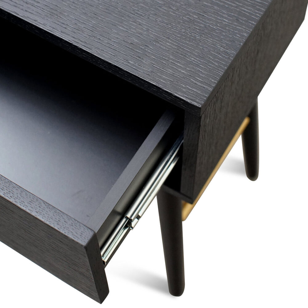 Trent Wooden Bed Side Table - Black - Image 6