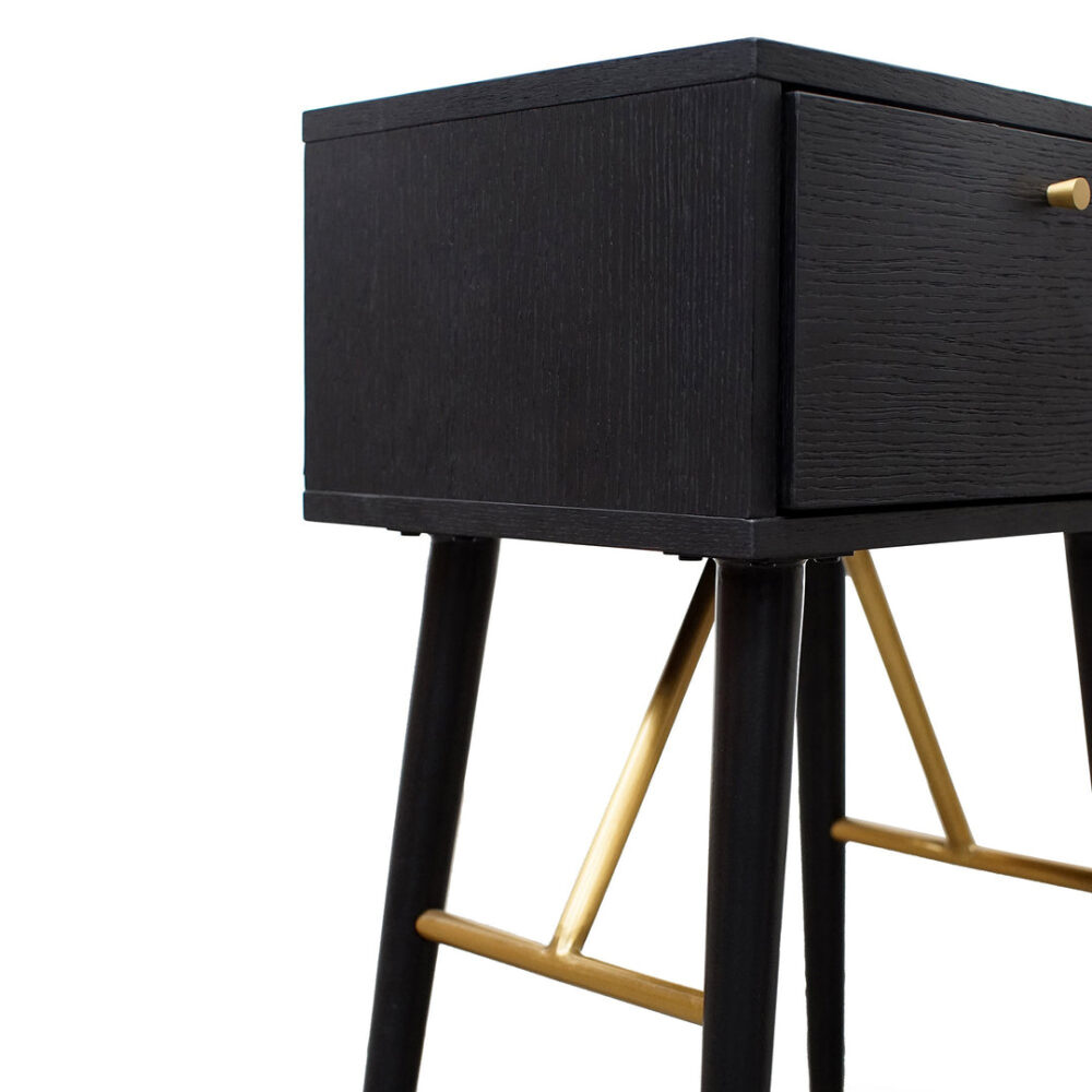 Trent Wooden Bed Side Table - Black - Image 7