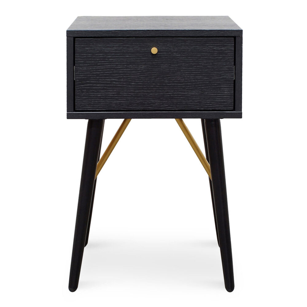 Trent Wooden Bed Side Table - Black