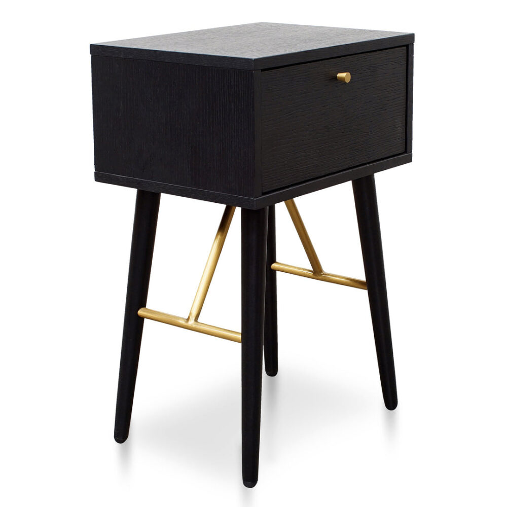 Trent Wooden Bed Side Table - Black - Image 2
