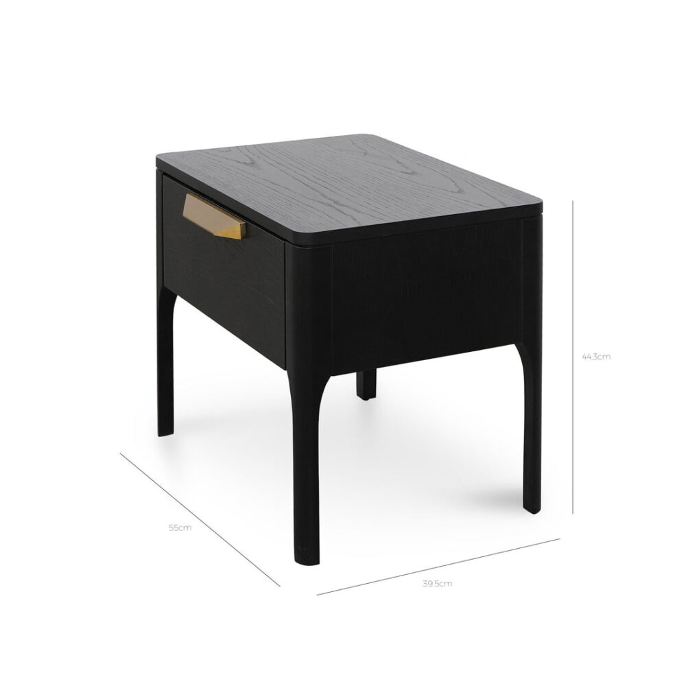 Allison Wooden Bedside Table - Black - Image 8