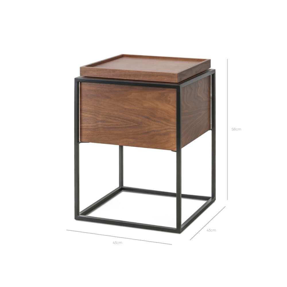 Cane Scandinavian Side Table - Walnut - Image 7