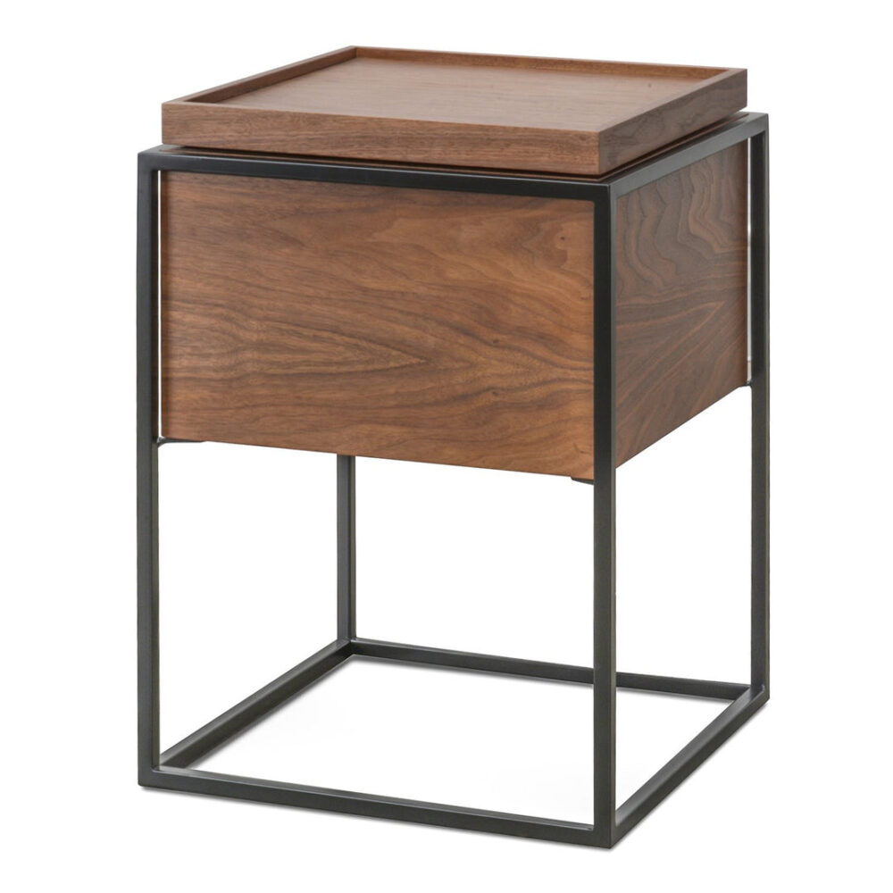 Cane Scandinavian Side Table - Walnut