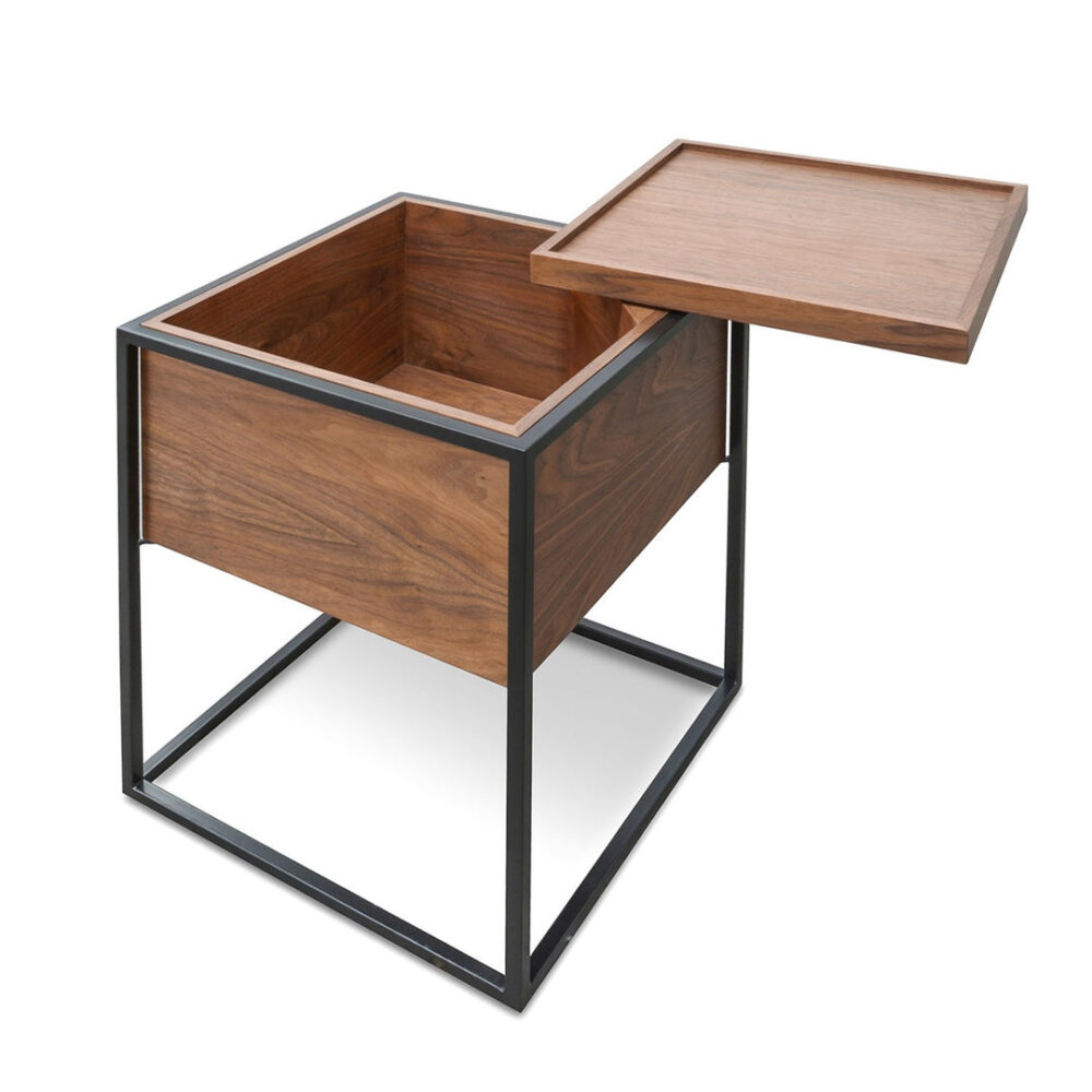 Cane Scandinavian Side Table - Walnut - Image 3