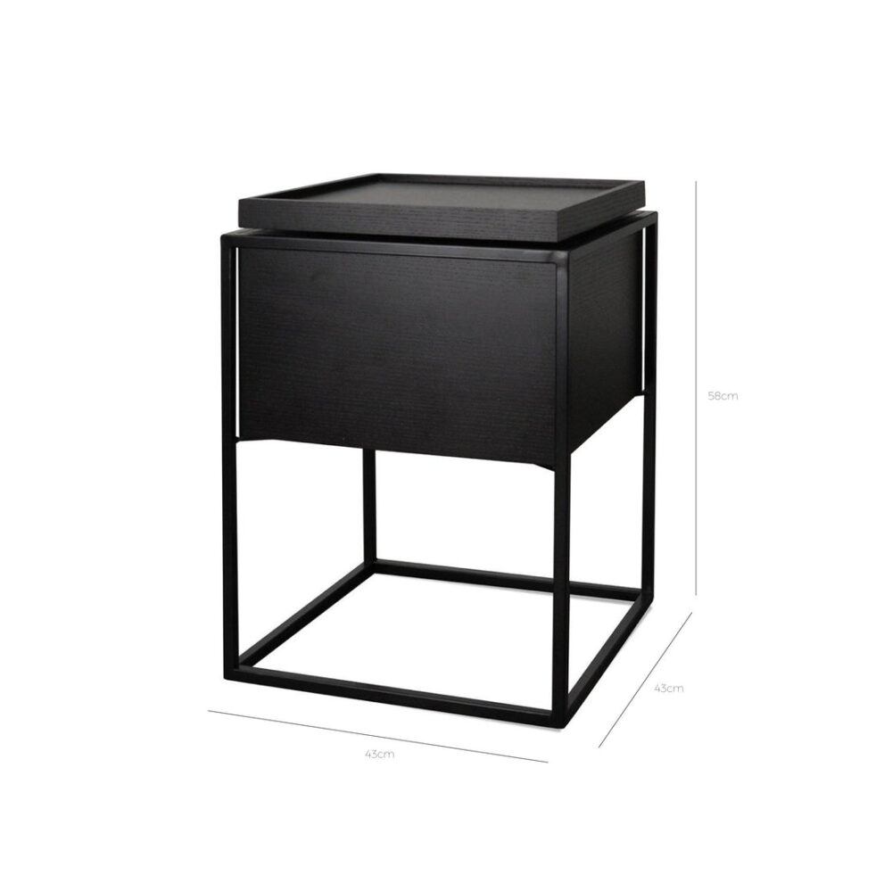 Cane Scandinavian Side Table - Black - Image 7