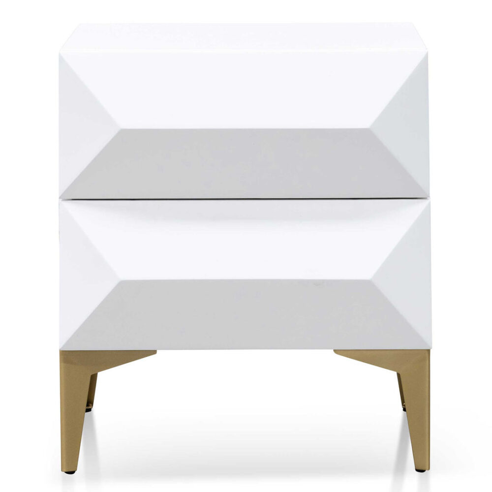 Olson Wooden Side Table - White with Gold Legs - Image 2