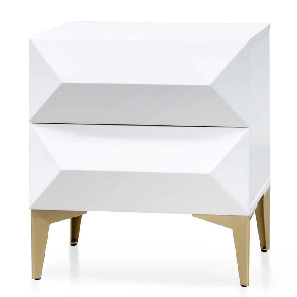 Olson Wooden Side Table - White with Gold Legs