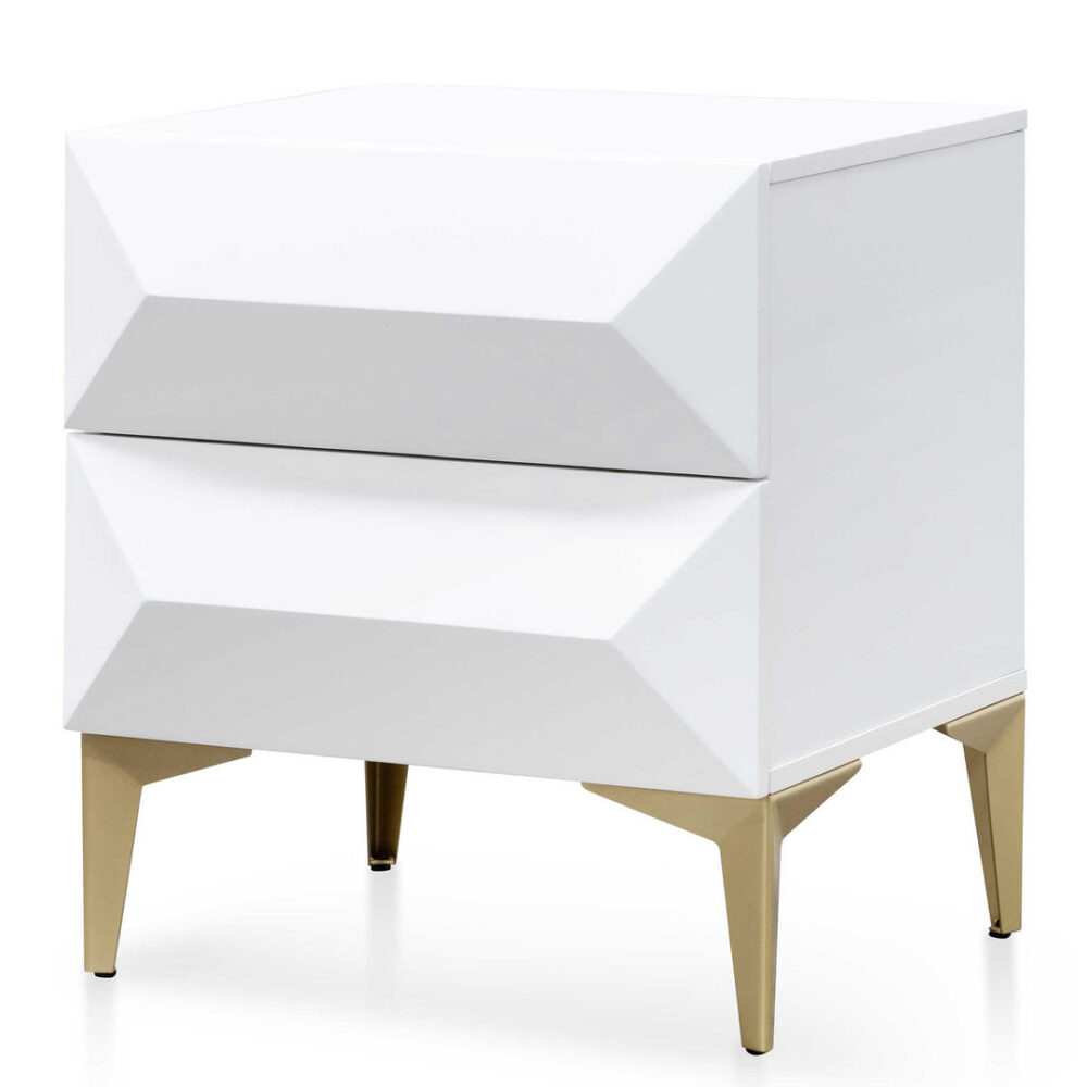 Olson Wooden Side Table - White with Gold Legs - Image 3